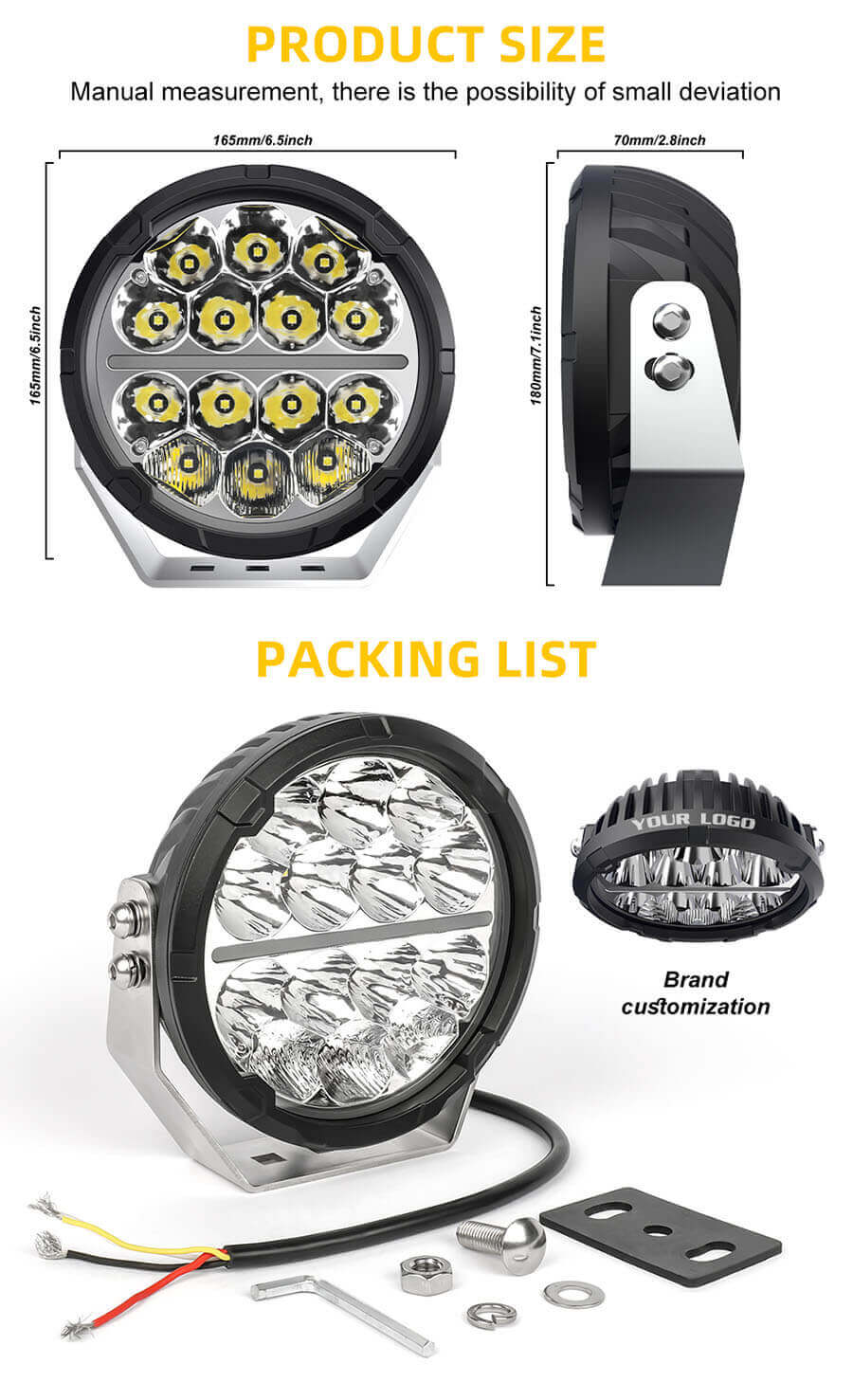 7 inch Round Driving Lights with Amber White DRL JGD065 from China